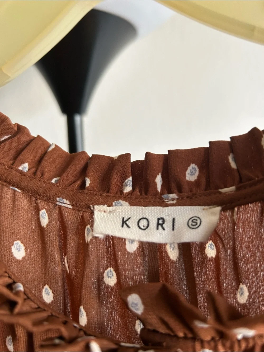 Kori Brown Polka Dot Long Sleeve Tiered Midi Dress